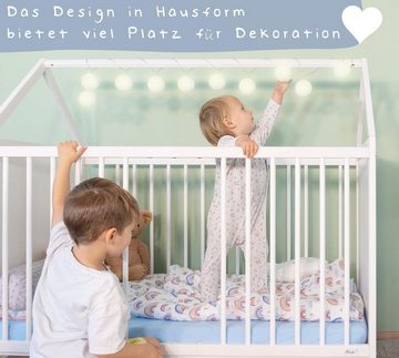 Alcube Babybett Charlie 3 in 1 I Kinderbett Juniorbett Beistellbett GRATIS Lieferung, 60x120 umbaubar zu Juniorbett ohne Matratze aus massiver Kiefer