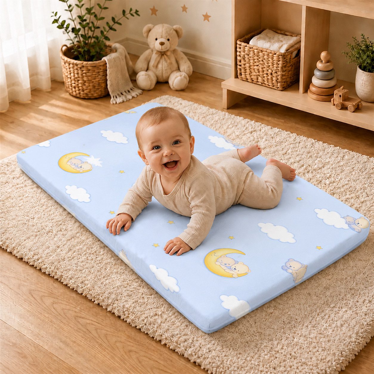 Kindermatratze Babymatratze mit Baumwollbezug, waschbar & rollbar–Allergikergeeignet, Best for Kids, 6 cm hoch, (Einzelartikel, 1 × Schaumkernmatratze), 60x120 cm, Bezug aus Baumwolle, Hergestellt in der EU