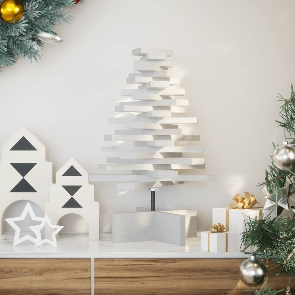 vidaXL Künstlicher Weihnachtsbaum Weihnachtsbaum zum Schmücken Weiß 60 cm Massivholz Kiefer