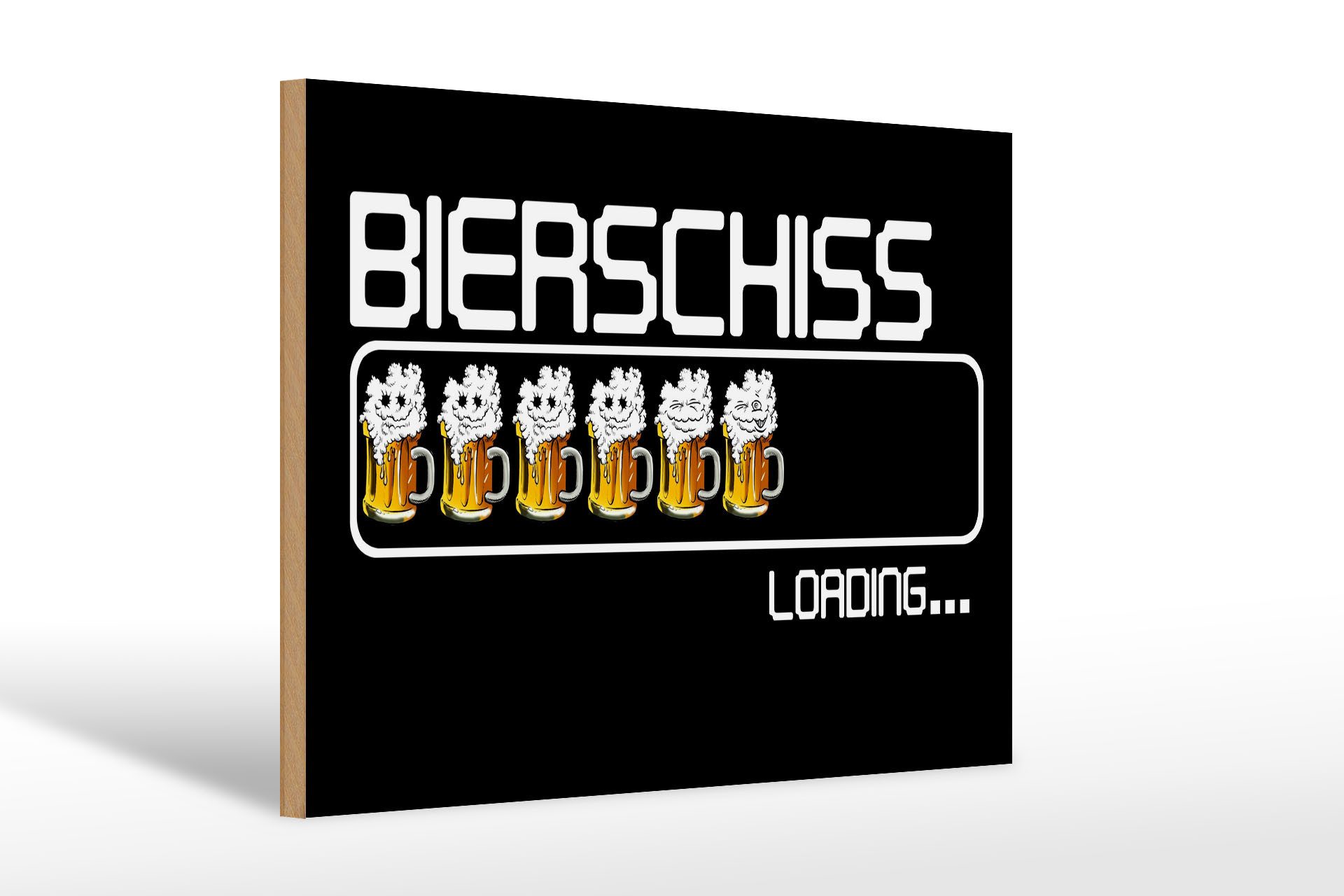 Holzbild 30x20cm Bierschiss Loading 6 Biergläser