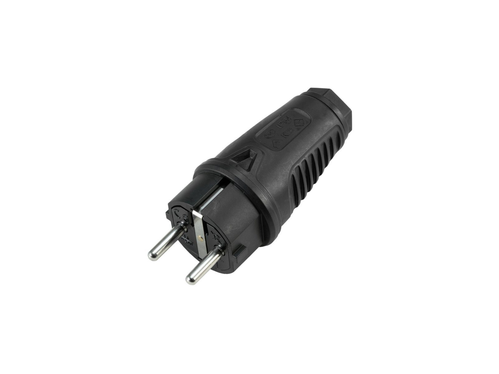 Schuko-Stecker PC ELECTRIC Schutzkontakt Stecker Gummi sw
