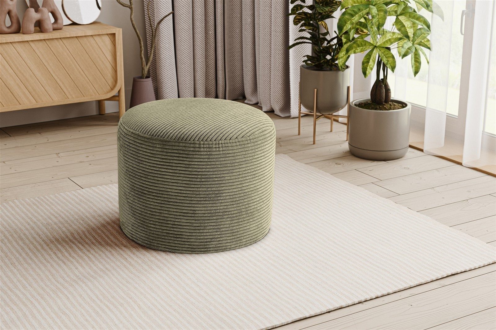 freiraum Polsterhocker Polsterhocker >Kolo< in khaki, Cord - 103x39x103cm (BxHxT), in khaki, Cord - 51x41x51cm (BxHxT)