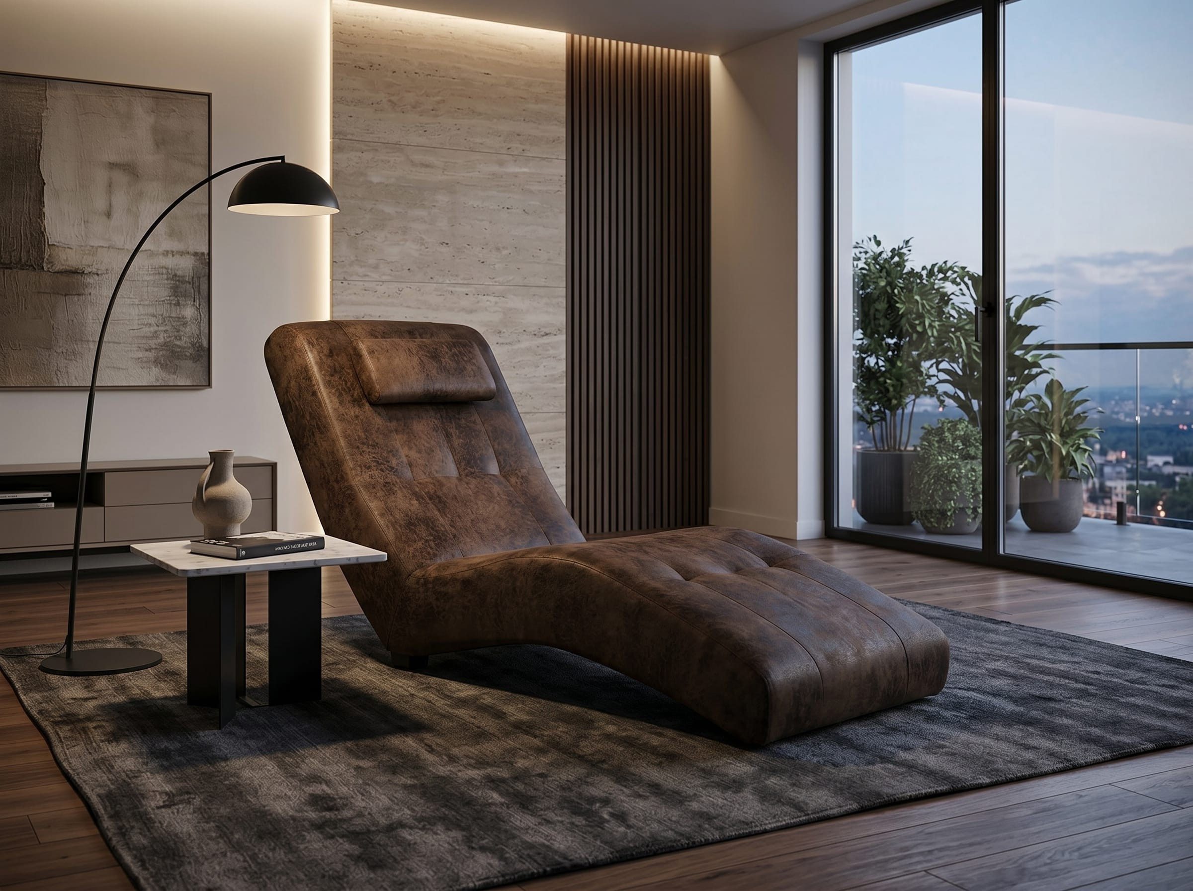 Xlmoebel Relaxliege Braune Leder Chaiselongue – Stilvoller Liegestuhl für Innen und, 1 Teile, Made in Europa