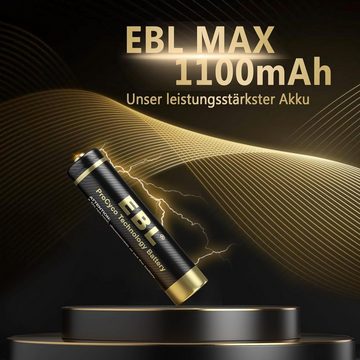 EBL AAA Akku Pro Version 8 Stück - wiederaufladbare AAA Batterien 1100mAh Akku 1100 mAh (1,2 V)
