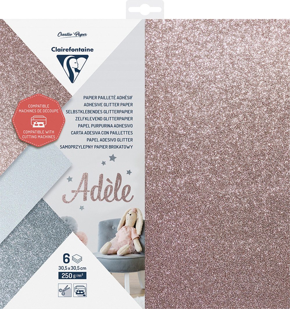 CLAIREFONTAINE Motivpapier Glitzer, 6 Blatt