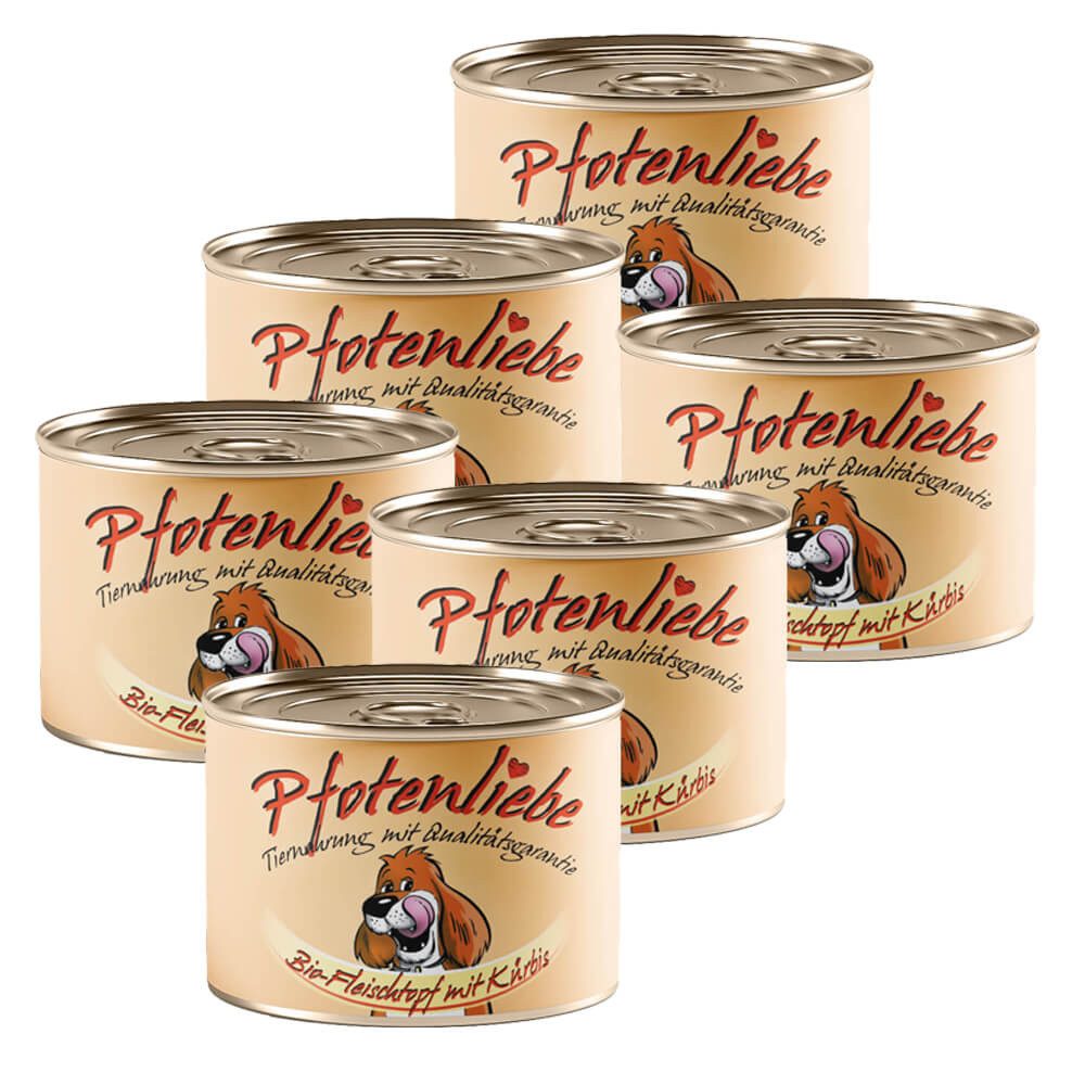 Pfotenliebe Bio-Fleischtopf mit Kürbis - getreidefrei 6x200g, Nassfutter für: Hunde, Bio, getreidefrei