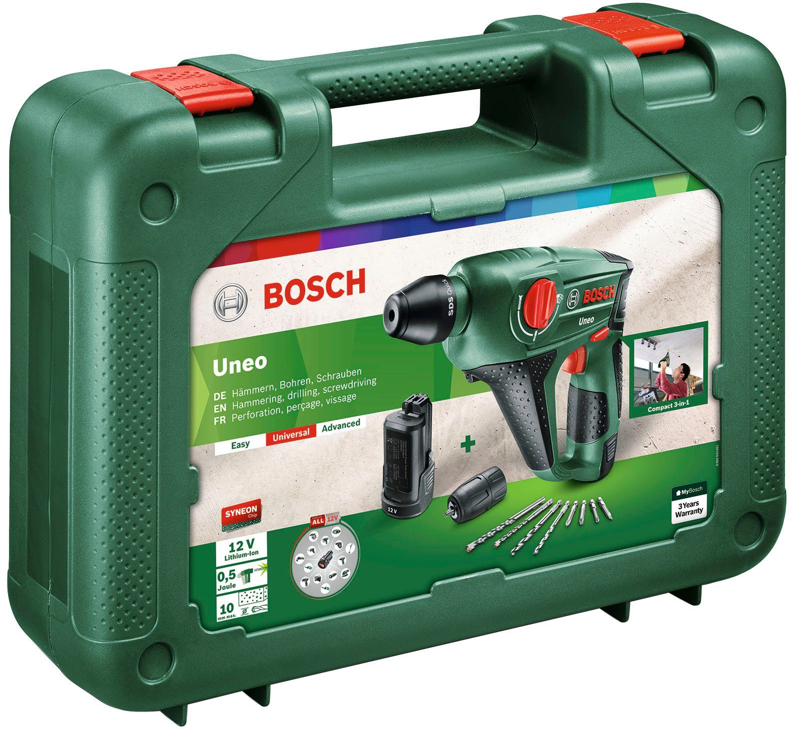 inkl. 900 & Ladegerät 2 Garden max. (Set), Home Bohrhammer Bosch Uneo, Akkus U/min, und