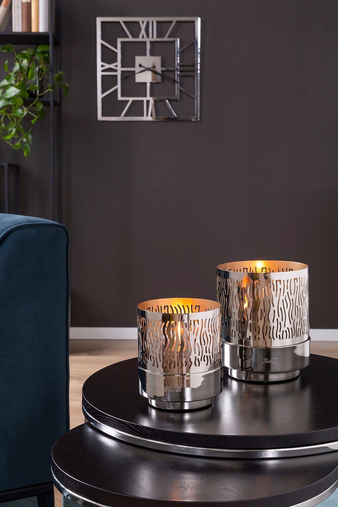 Fink Windlicht MARIAN (1 St), Kerzenhalter aus Eisen, mit wellenförmigen Cut-Outs