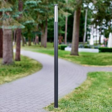 Lucande LED Pollerleuchte Sidny, LED-Leuchtmittel fest verbaut, warmweiß, Modern, Aluminium, Polycarbonat, dunkelgrau, weiß, 1 flammig, inkl.