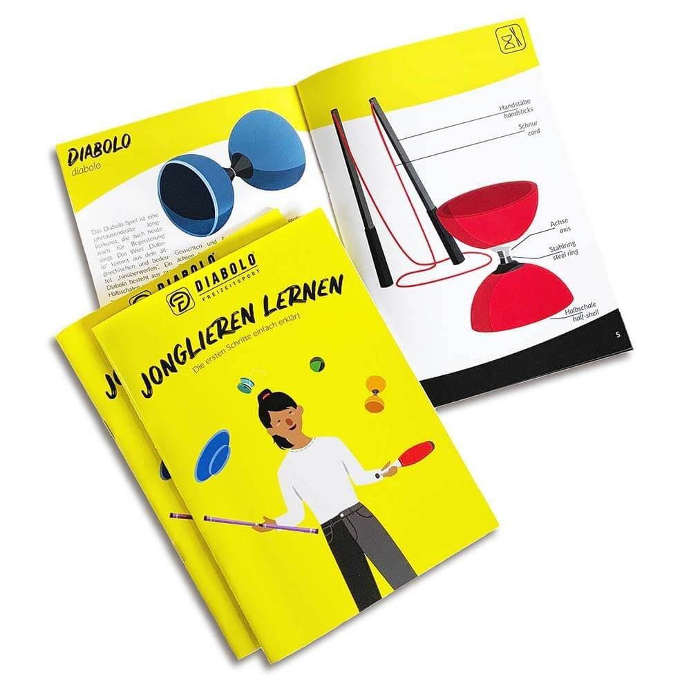 Diabolo Freizeitsport Jonglierball Set - Jonglierbälle & Jongliertücher - Jonglierset (Zirkus Lernspiel mit 5 Wurfbällen, 6 Tüchern und Anleitung, 11-St., Jonglage Starter Set mit Tüchern und Tricks ab 5 Jahren), Diabolo Juggling Bundle mit Anleitung für Anfänger