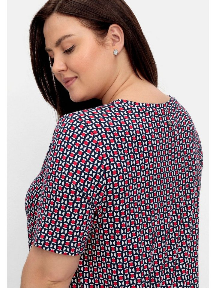 Sheego T-Shirt Große Größen mit grafischem Muster und Saumgummi