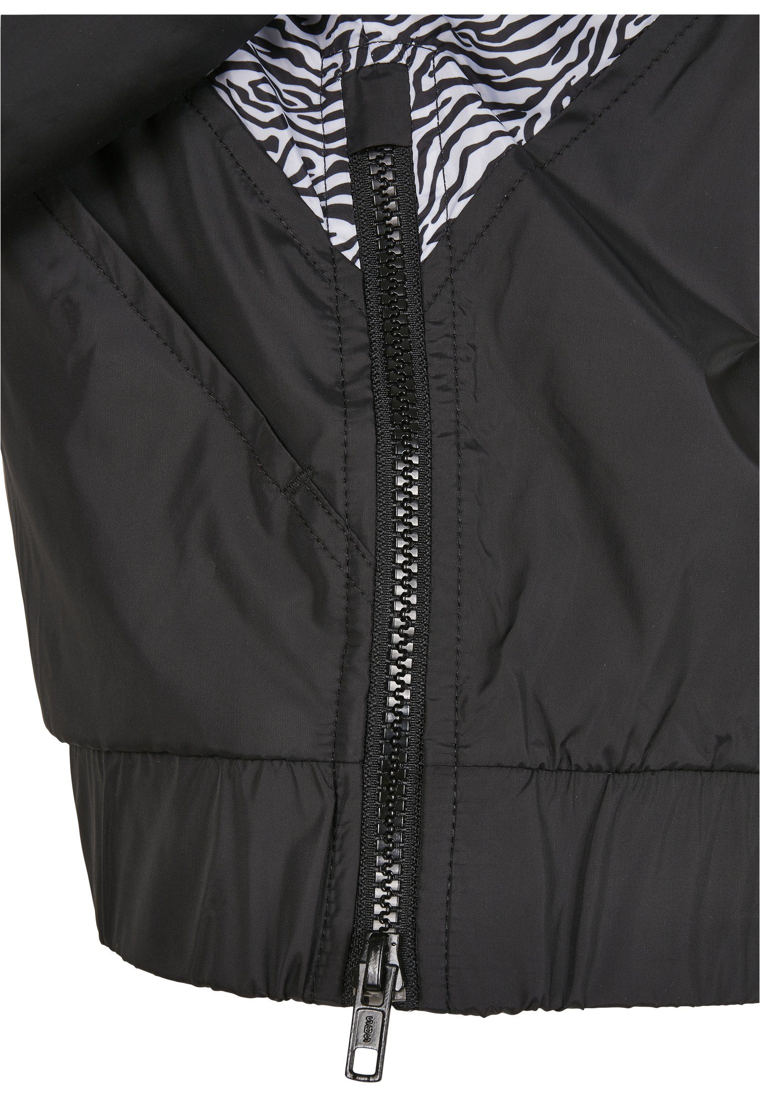 URBAN CLASSICS Mixed Jacket Ladies Pull (1-St) Outdoorjacke black/zebra AOP Over Damen