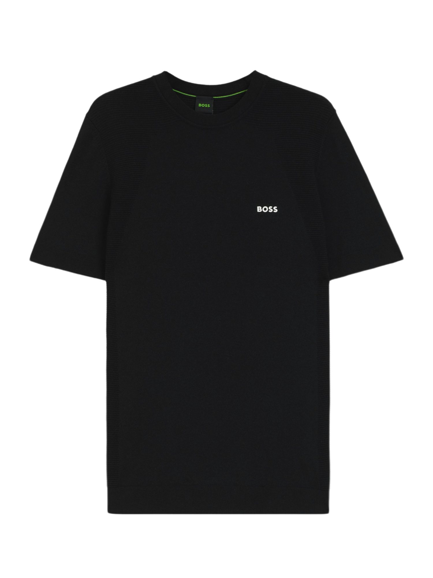BOSS GREEN Strickpullover schwarz,Basic,Baumwolle,Schriftzug,Rundhals,Kurz,Regular Fit