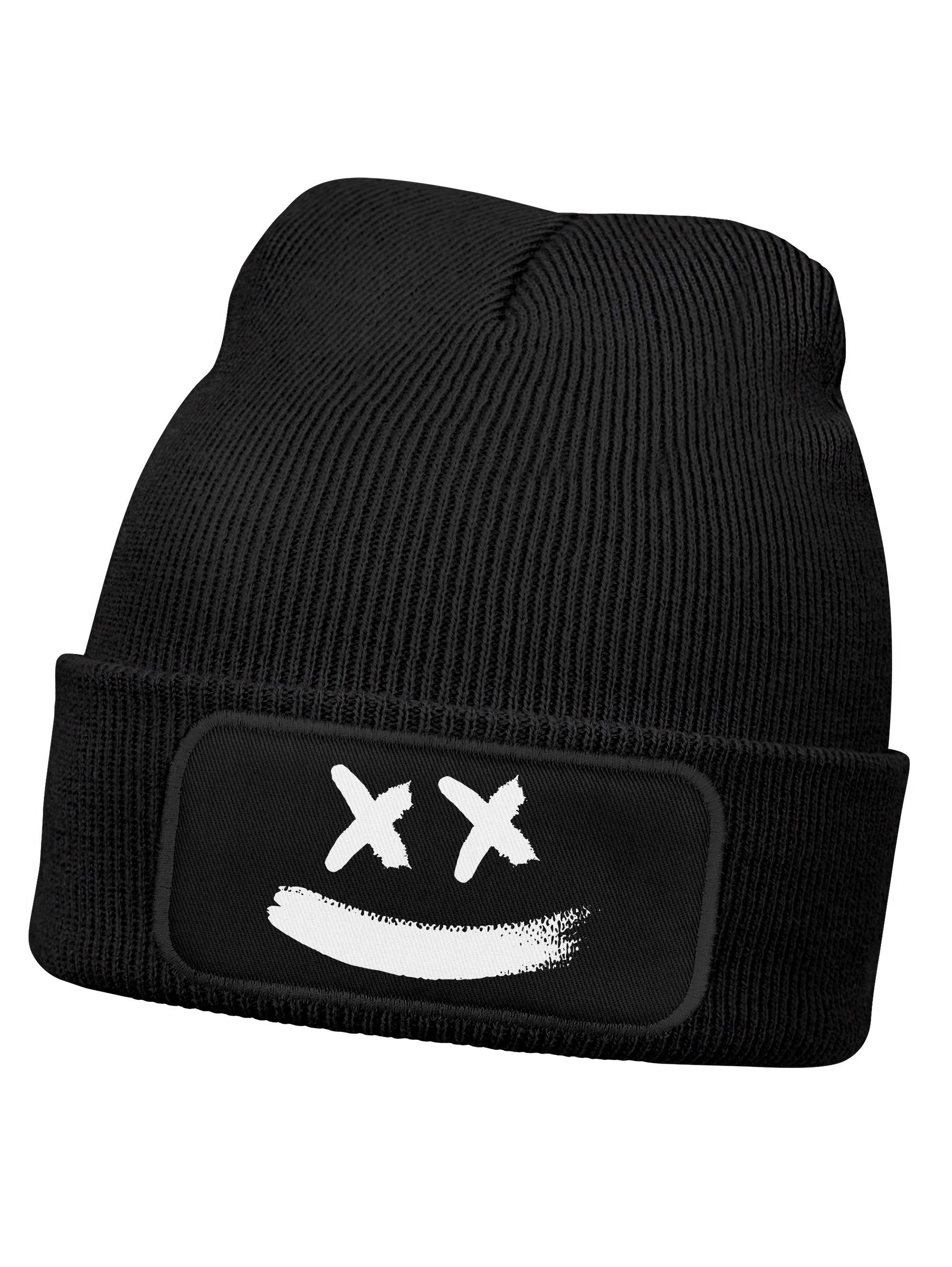 MoonWorks Beanie Kinder Beanie Mädchen Smiling Patch Aufdruck Print Strickmütze Kids