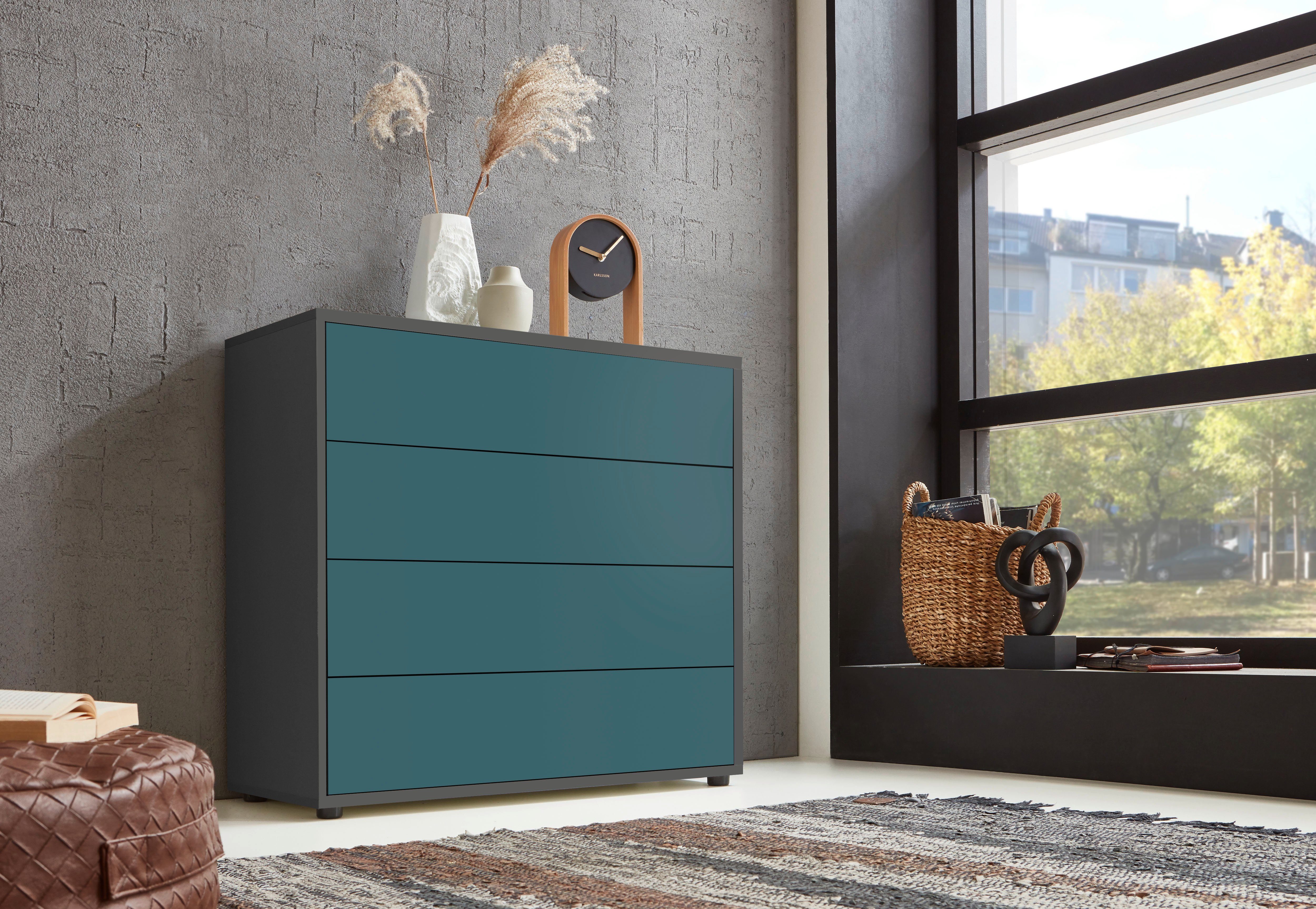 BMG Möbel Kommode Mailand 3 (Schubladenkommode Sideboard Kommode Anrichte, in verschiedenen Farben), Push-to-open-Funktion