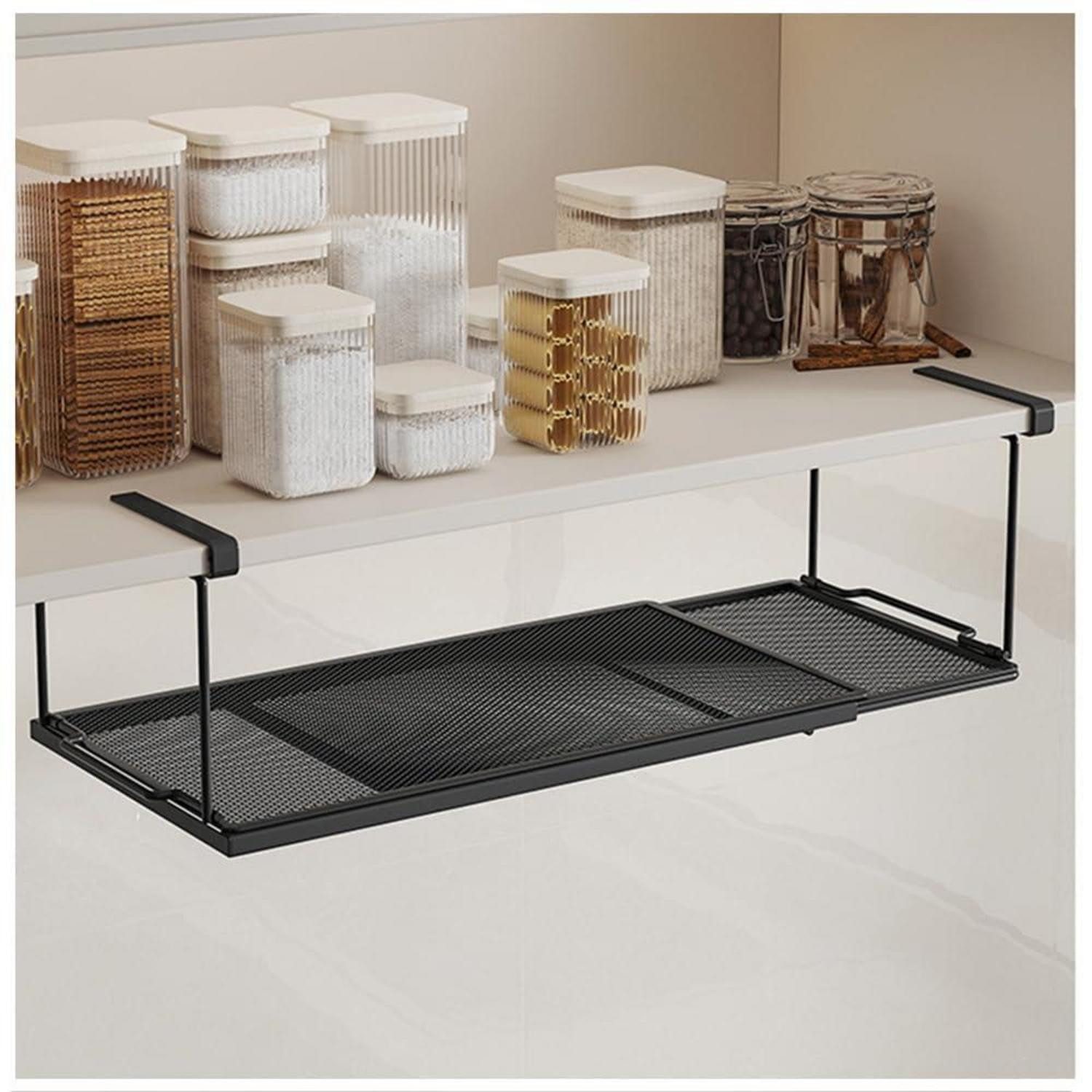 LuxusKollektion Unterstellregal Aufbewahrungskorb Schwarz verstellbar, 1-tlg.