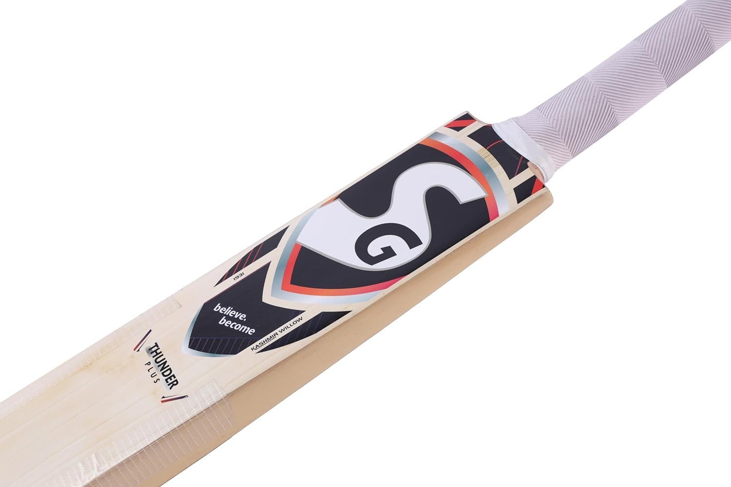 SG Badmintonschläger Thunder Plus Cricket Bat Kashmir Willow Kurzgriff Leicht mit Cover, (Einzelner Cricket-Schläger mit Schutzhülle, Größe Short Handle, Farbe Beige)