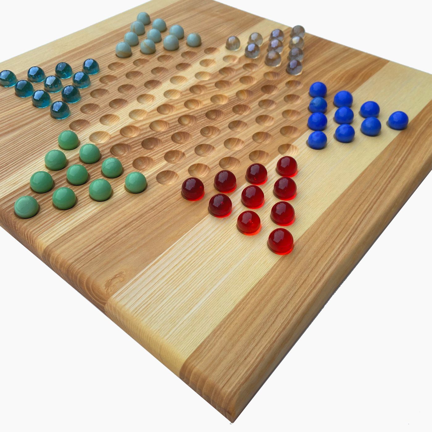 Madera Spielzeuge Spielesammlung Halma xxl Eschenholz 2-6, strategiespiel, 6-Personen-Variante 60 Spielsteinen.