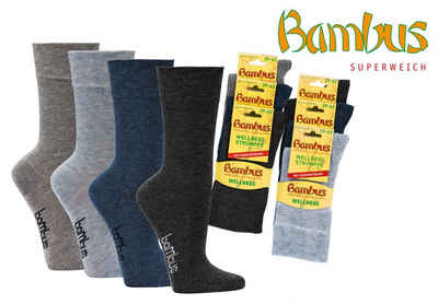 Socks 4 Fun Gesundheitssocken Bambus Wellness Socken (3-Paar, 3 Paar) 3-er Pack