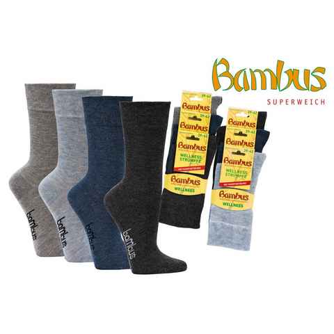 Socks 4 Fun Gesundheitssocken Bambus Wellness Socken (3-Paar, 3 Paar) 3-er Pack