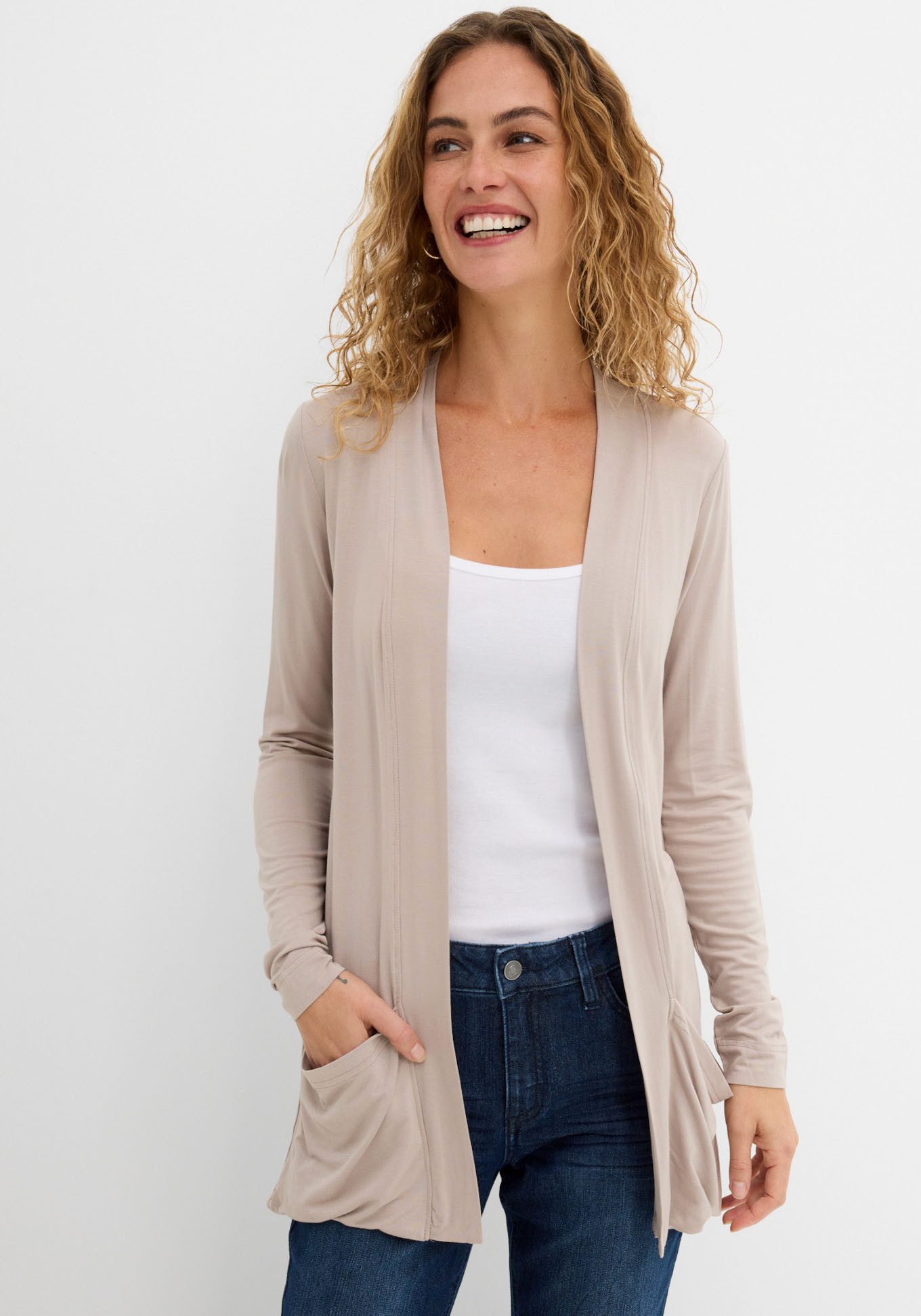 bonprix Shirtjacke figurumspielende Passform, Viskosemischung, ohne Verschluss