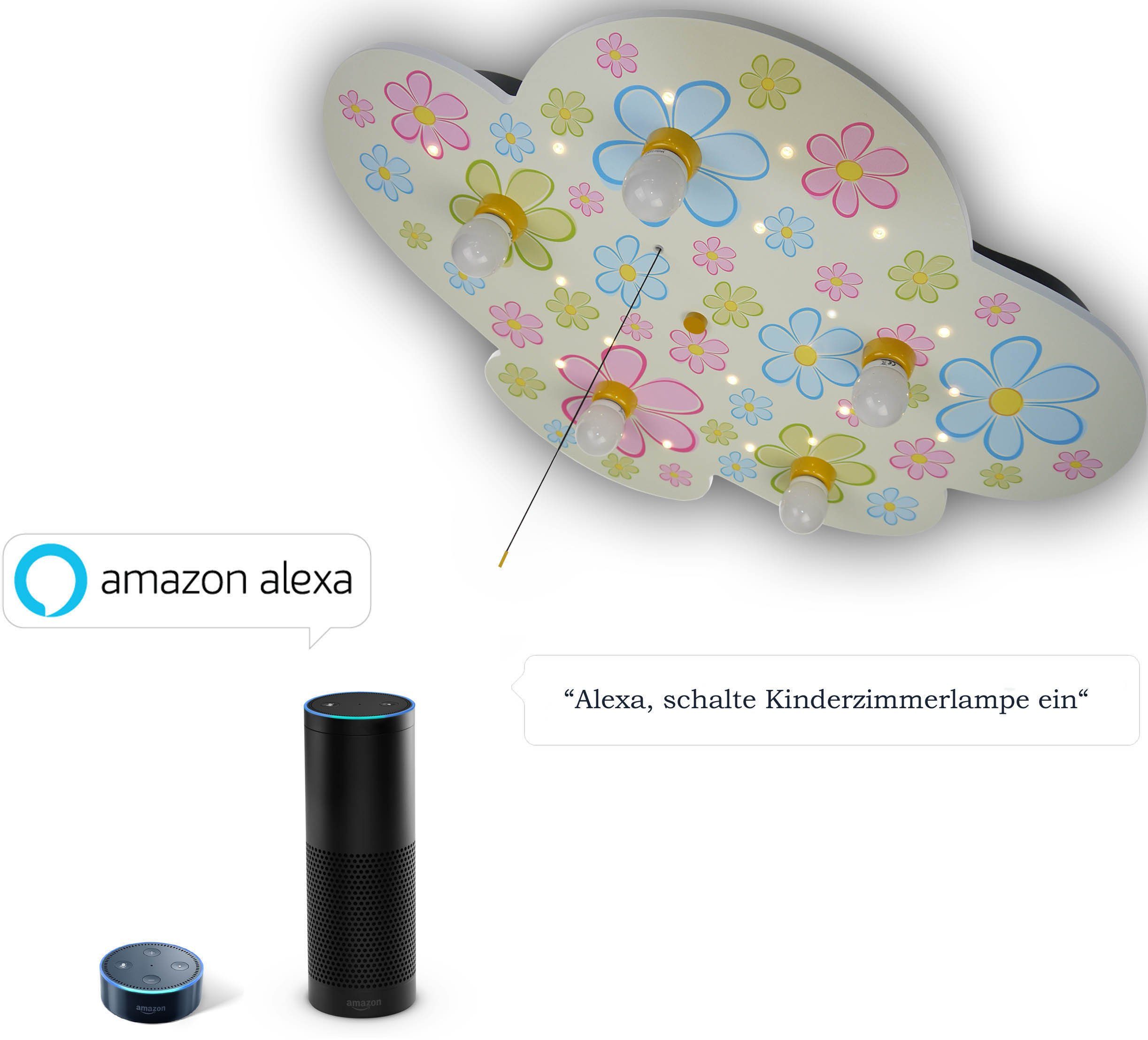 niermann Deckenleuchte »Wolke Blumen«, Deckenleuchte Wolke, Bunte Blumen " Amazon Alexa kompatibel" online kaufen | OTTO
