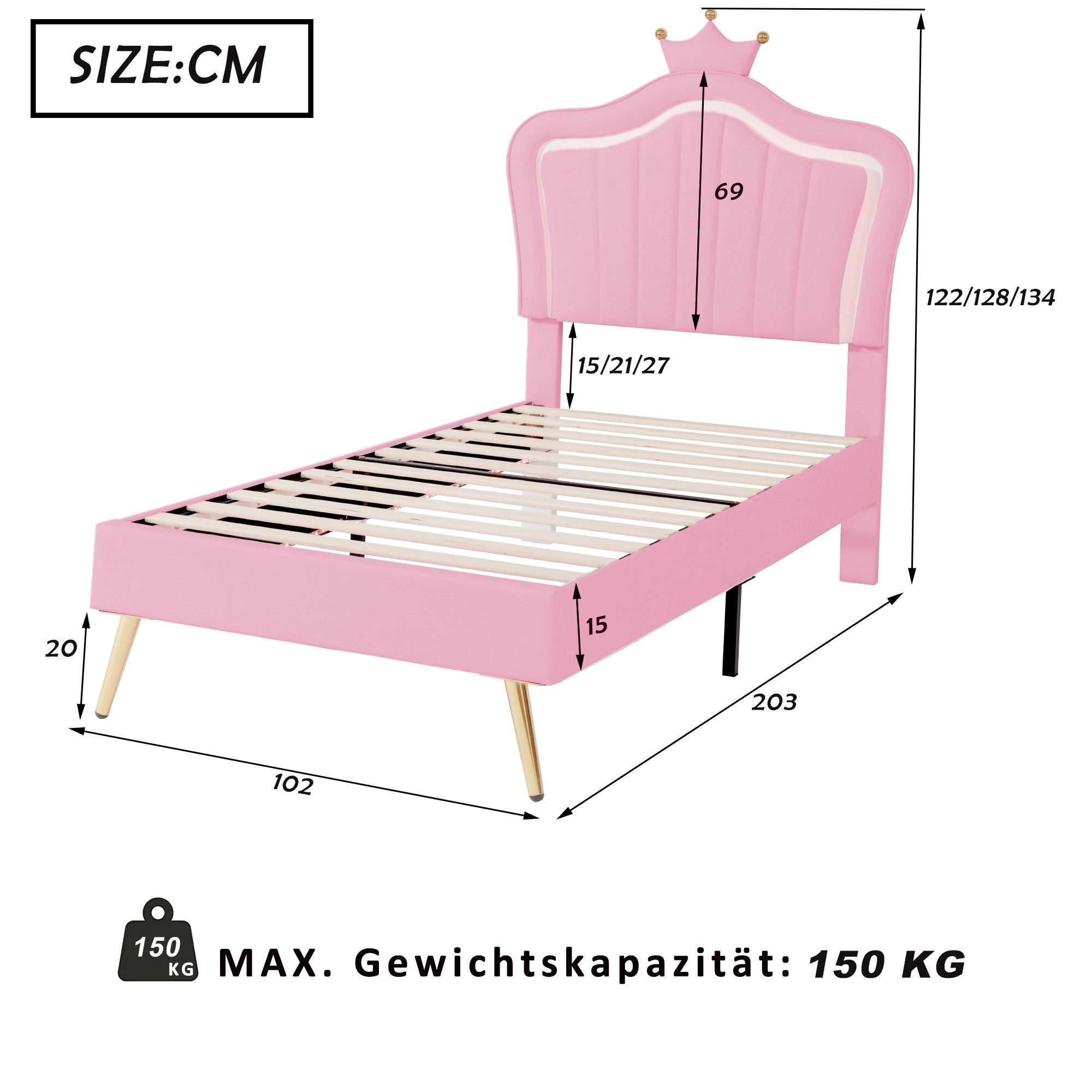 Ulife Polsterbett LED Kinderbett Einzelbett mit günstig online kaufen