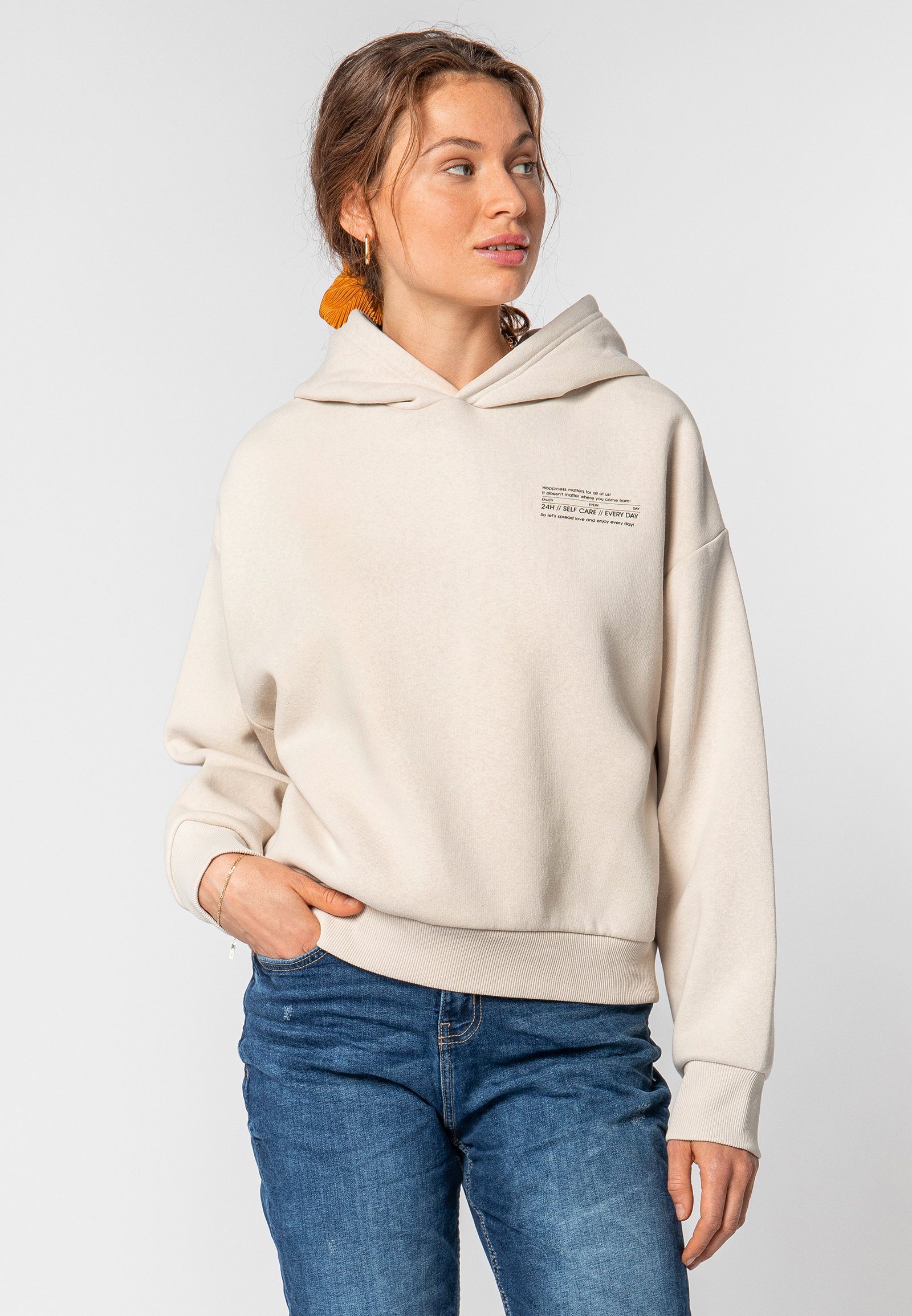 SUBLEVEL Kapuzenpullover Hoodie Mini-Print Sweater, Kapuzensweatshirt günstig online kaufen
