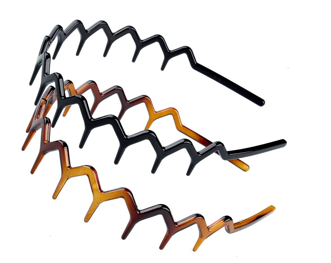 Zaewry Haarreif Haifischzahn Haarkamm Haarband Gewellte Kunststoff Stirnband, 2-tlg., für Make Up Sport Fitness Tägliches für Damen Und Mädchen