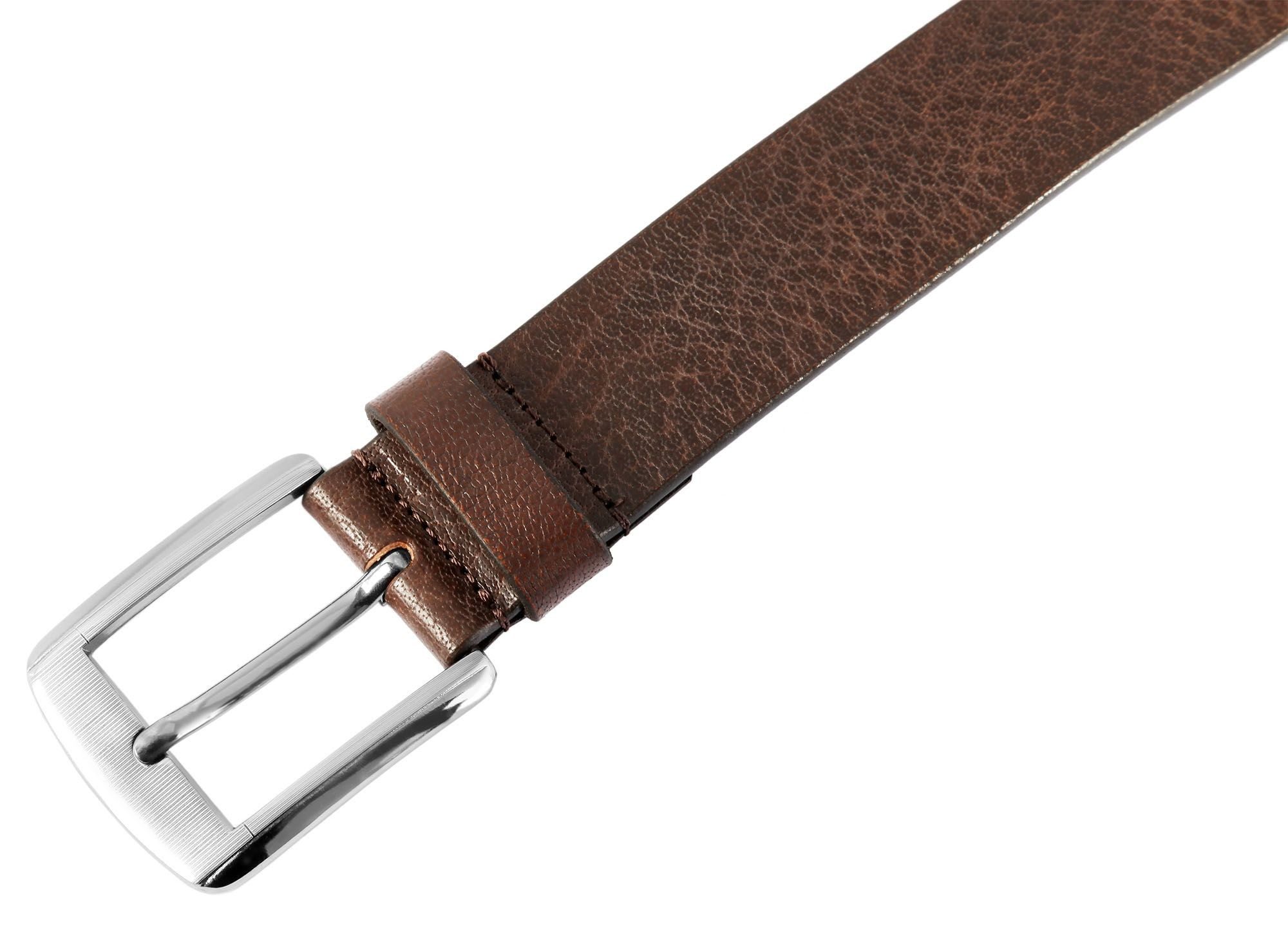Leonardo Verrelli Ledergürtel hochwertiges Echt Leder dunkelbraun 2.Wahl, 90 cm - 140 cm