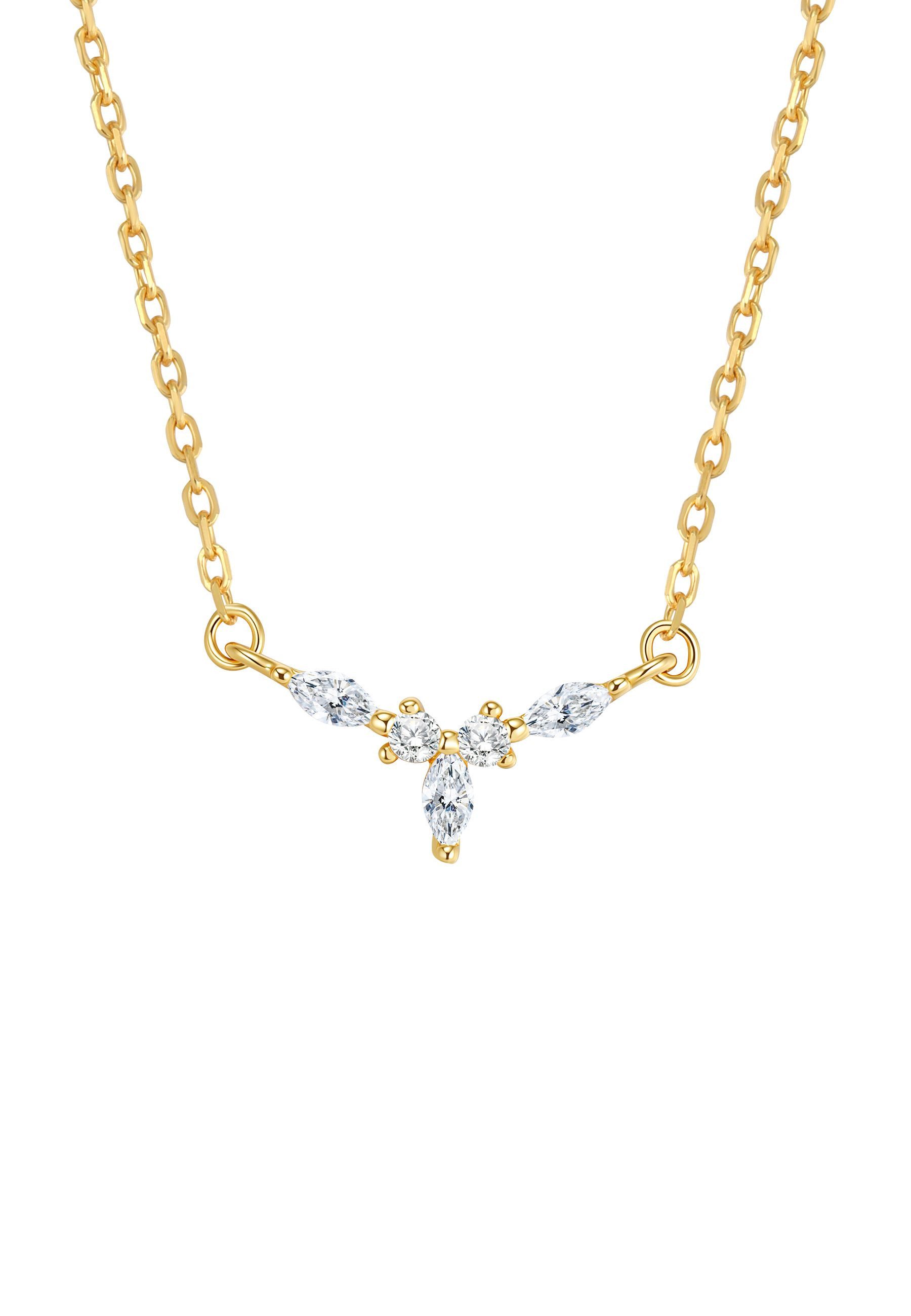 Hey Happiness Charm-Kette Diadem Royal Zarte Silberkette, Filigrane 925 Sterling Silber Kette Damen mit Zirkonia