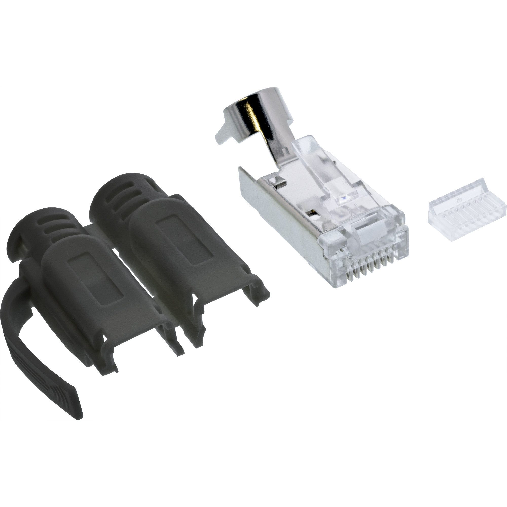 Inline Netzwerkstecker Cat.6A RJ45 geschirmt, 3-teilig schwarz 100er Pack