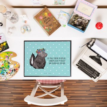 Mr. & Mrs. Panda Schreibtischunterlage Stinktier Mädchen - Türkis Pastell - Geschenk, Schreibtischunterlage, (1 tlg)