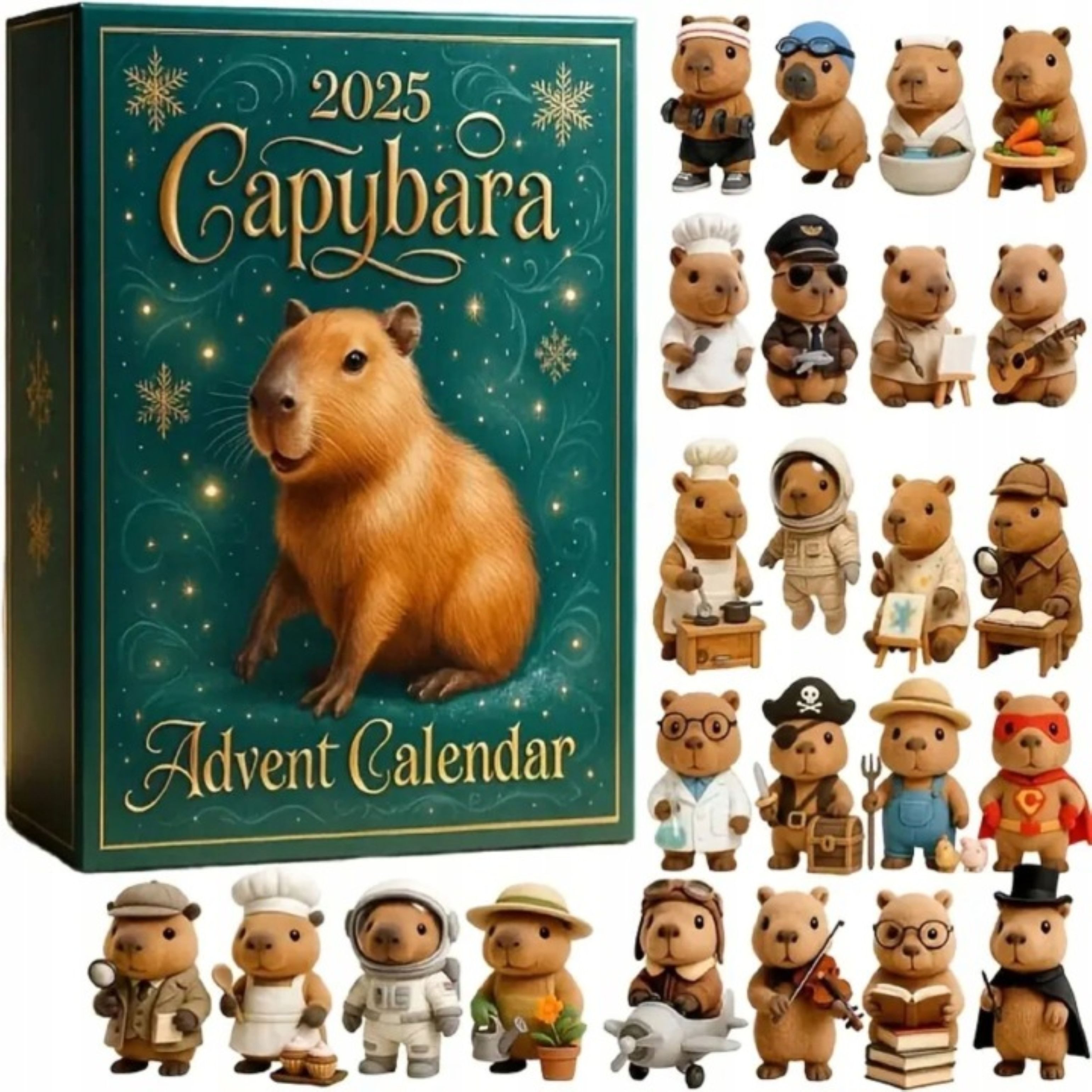 Festivalartikel Adventskalender Adventskalender Capybara 2D 24 Tage Weihnachtsdeko Geschenk (1-tlg)