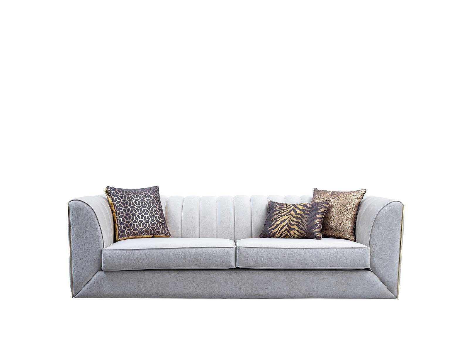 Weißer Dreisitzer in Polstermöbel, 1 Couch Teile, Textilmöbel Wohnzimmer Edelstahl Made Europe Sofa JVmoebel