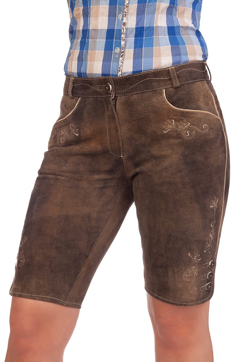Lederhose Trachtenlederhose Damen - TARANTEL - erde