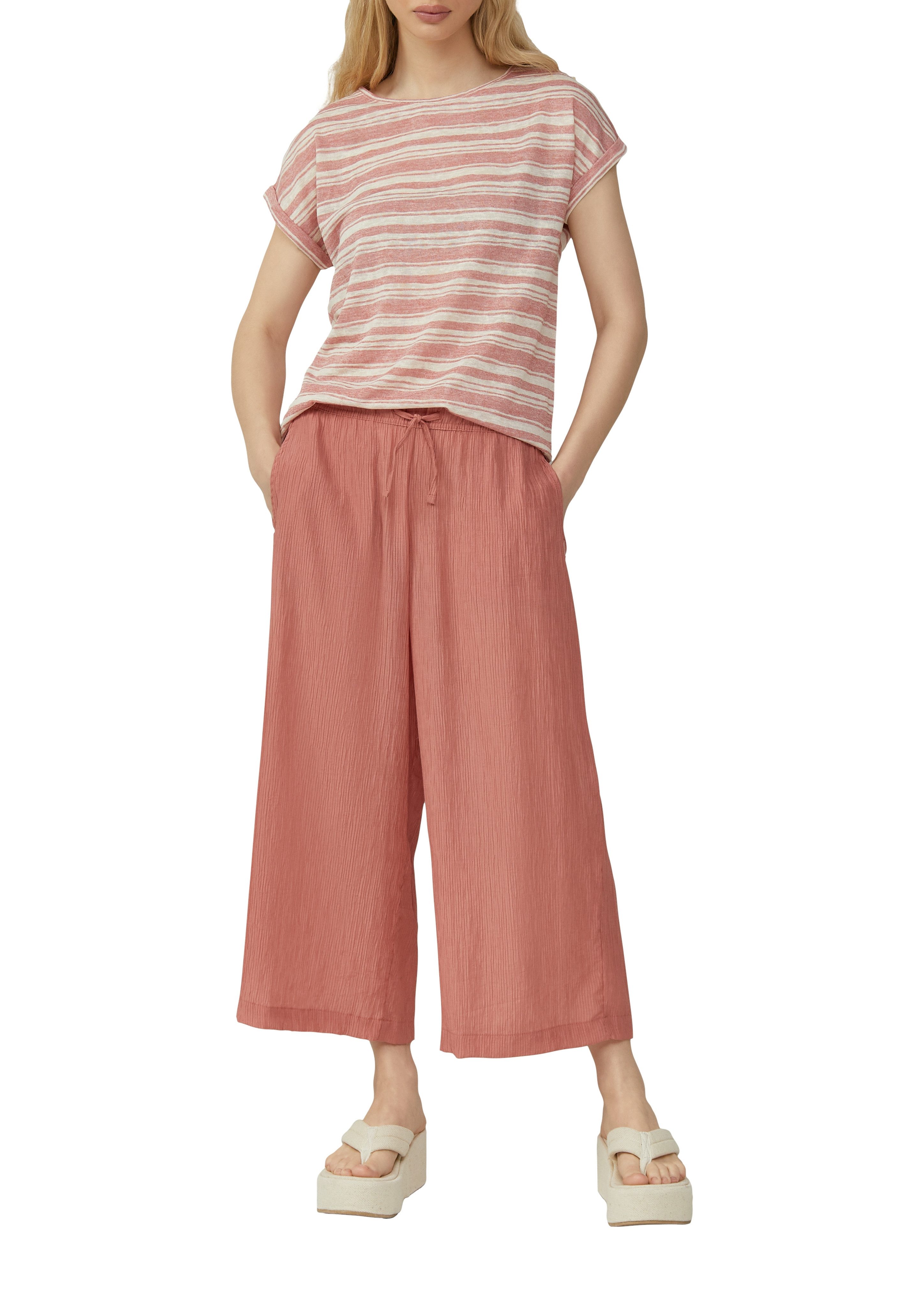 QS T-Shirt Ringelshirt aus Viskosemix günstig online kaufen