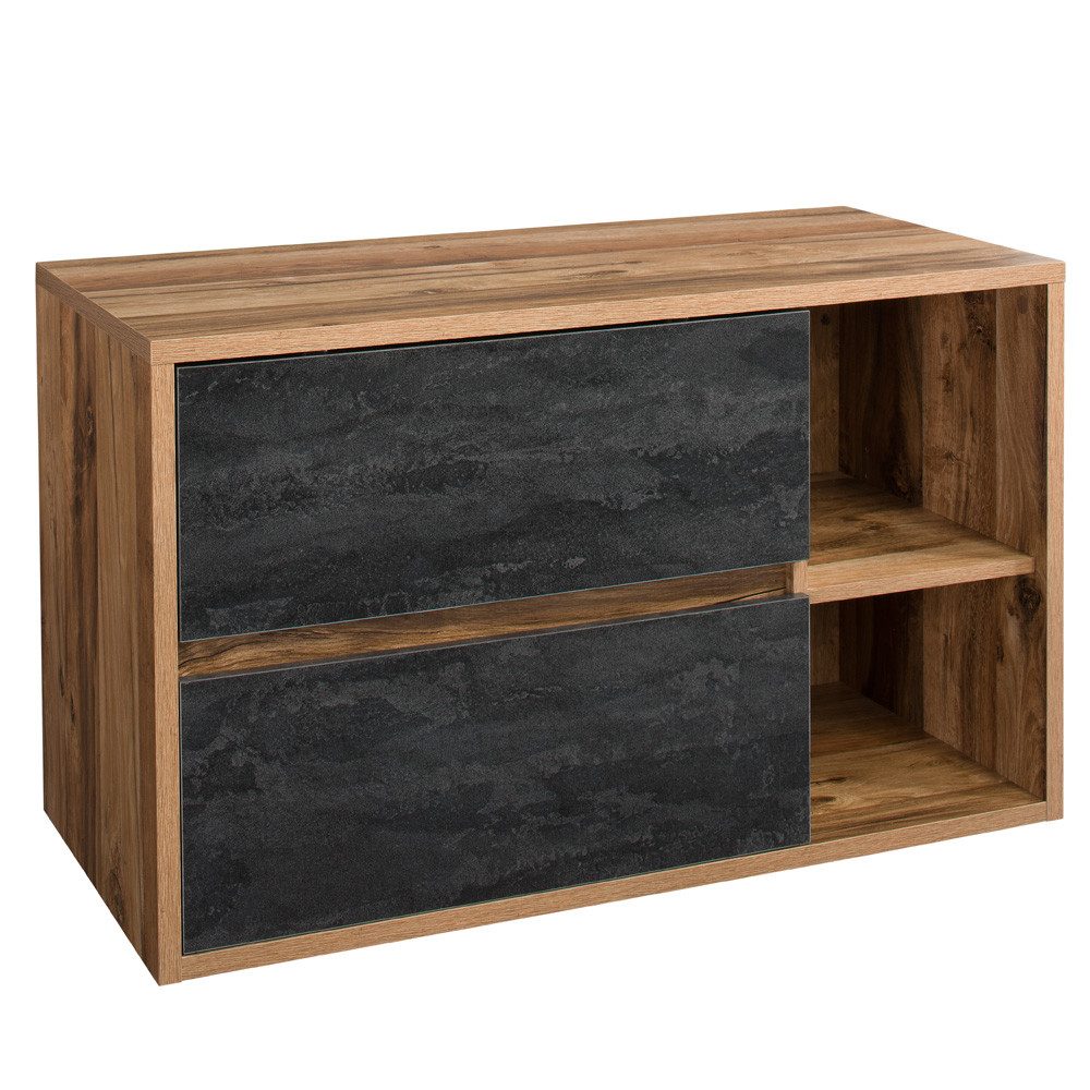 Lomadox Waschbeckenunterschrank HARLOW-56 Waschtischunterschrank 100 cm Eiche mit Beton dunkel, : 100/60/46 cm