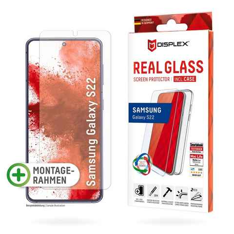 Displex Real Glass + Case Samsung Galaxy S22, Displayschutzglas, 1 Stück, Displayschutzfolie Displayschutz Rundumschutz 360 Grad splitterfest