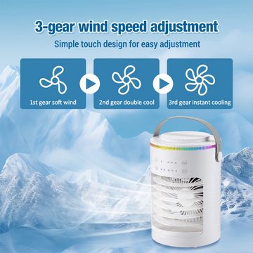 autolock Tischventilator Tragbare Ventilator Desktop Luftkühler Mit Wasserkühlung Licht, 3 Geschwindigkeiten Mobile Klimaanlage USB Ventilator Timer