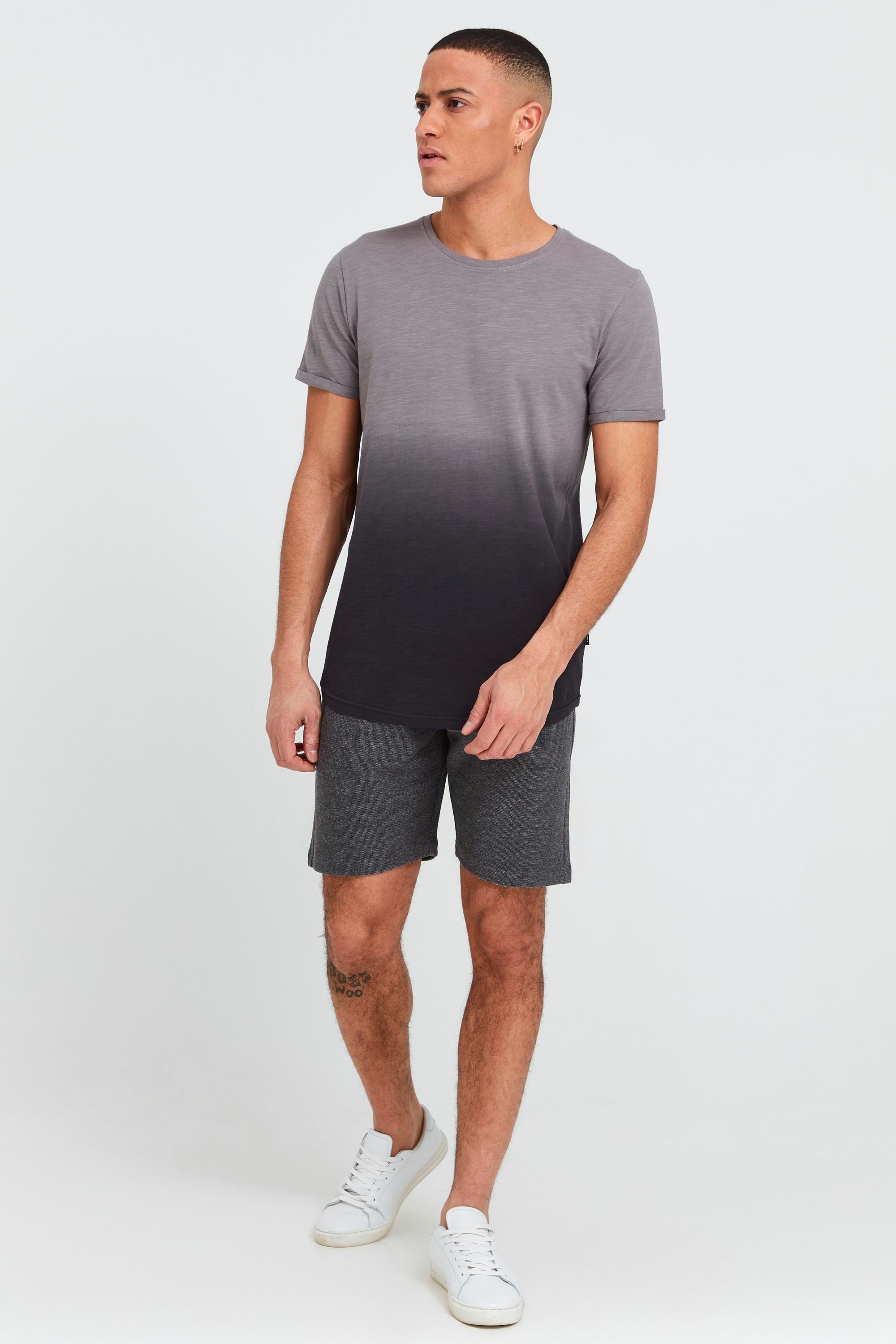 Dark Grey Bund !Solid elastischem und SDRobson Shorts Kordeln Melange Sweat Sweatshorts mit (1940071)