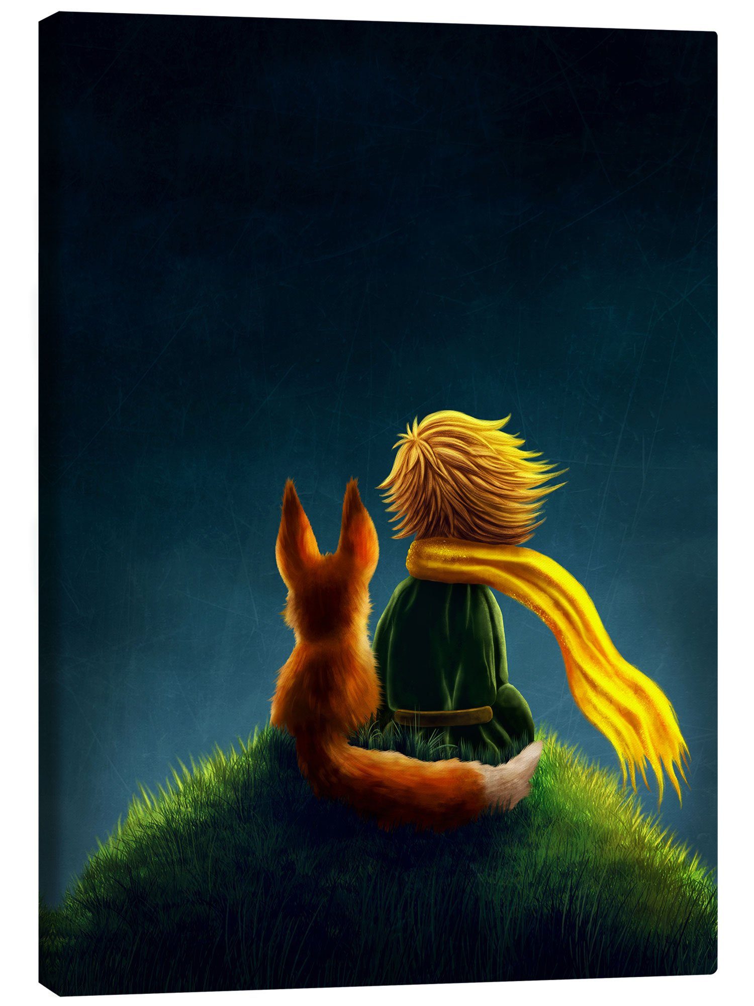 Posterlounge Wandbild Kleiner Prinz und Fuchs bei Nacht, Elena Schweitzer, erhältlich als Poster, Leinwandbild, Wandsticker oder Acrylglasbild