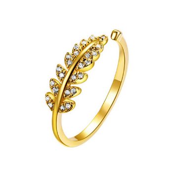 Eyecatcher Silberring Sterling Silber Blätter Zweig Ring mit Zirkonia, Größenverstellbar, Olivenbaum Blätter Ring