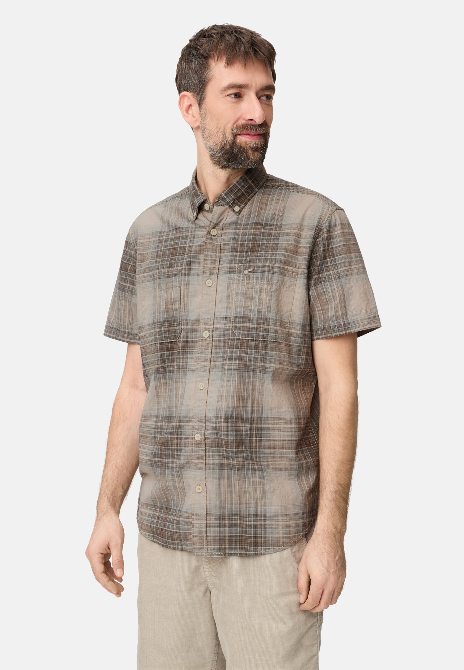 camel active Kurzarmhemd mit Brusttaschen Kurzarm Button-Down