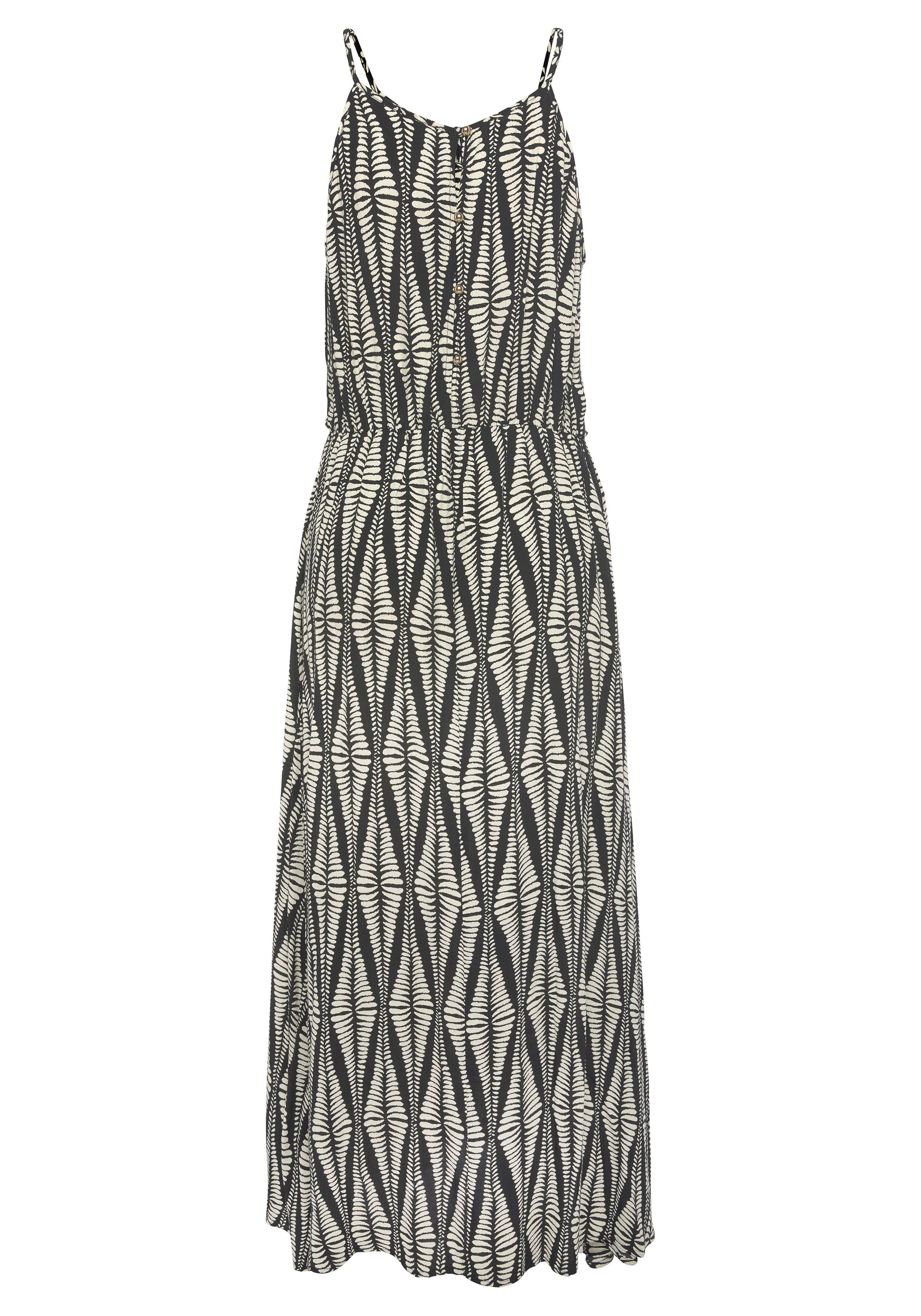 LASCANA Maxikleid mit Alloverprint und Knopfleiste hinten, aus gewebter Viskose luftiges Sommerkleid, elegantes Webkleid, casual