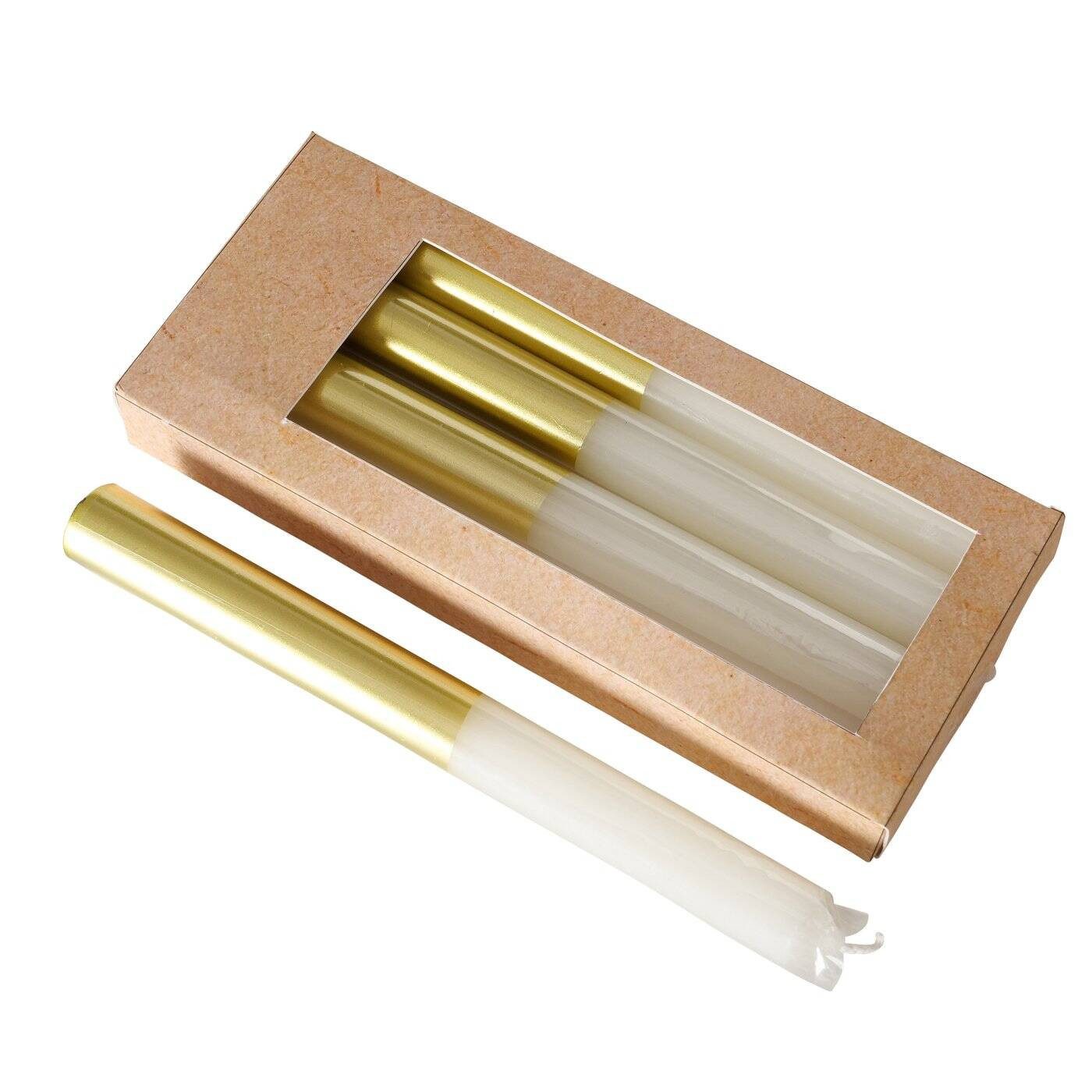 BOLTZE GRUPPE GmbH Formkerze Bunte Kerzen mit goldener Verzierung, 4er-Set (Dekokerze, Dekokerze)