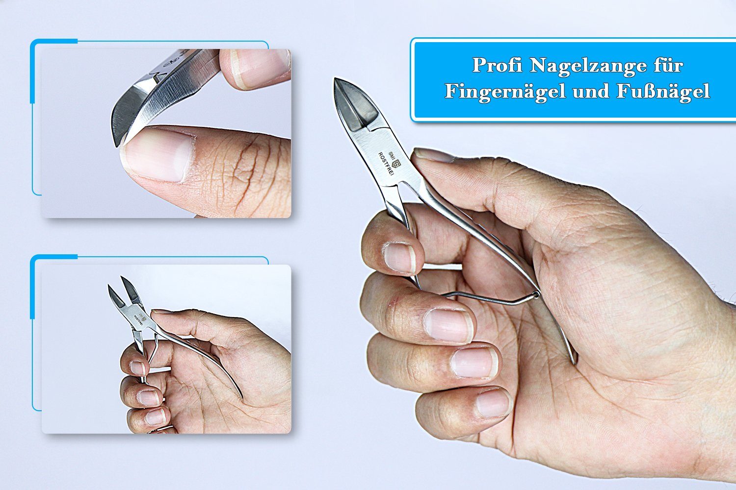 SMI Nagelzange Fußpflege Nagelzange fußnagelzange Nagelhautschieber Eckenzange, Hand- und Fußpflegeset, 4-tlg., mit Eckenzange Fußpflege set