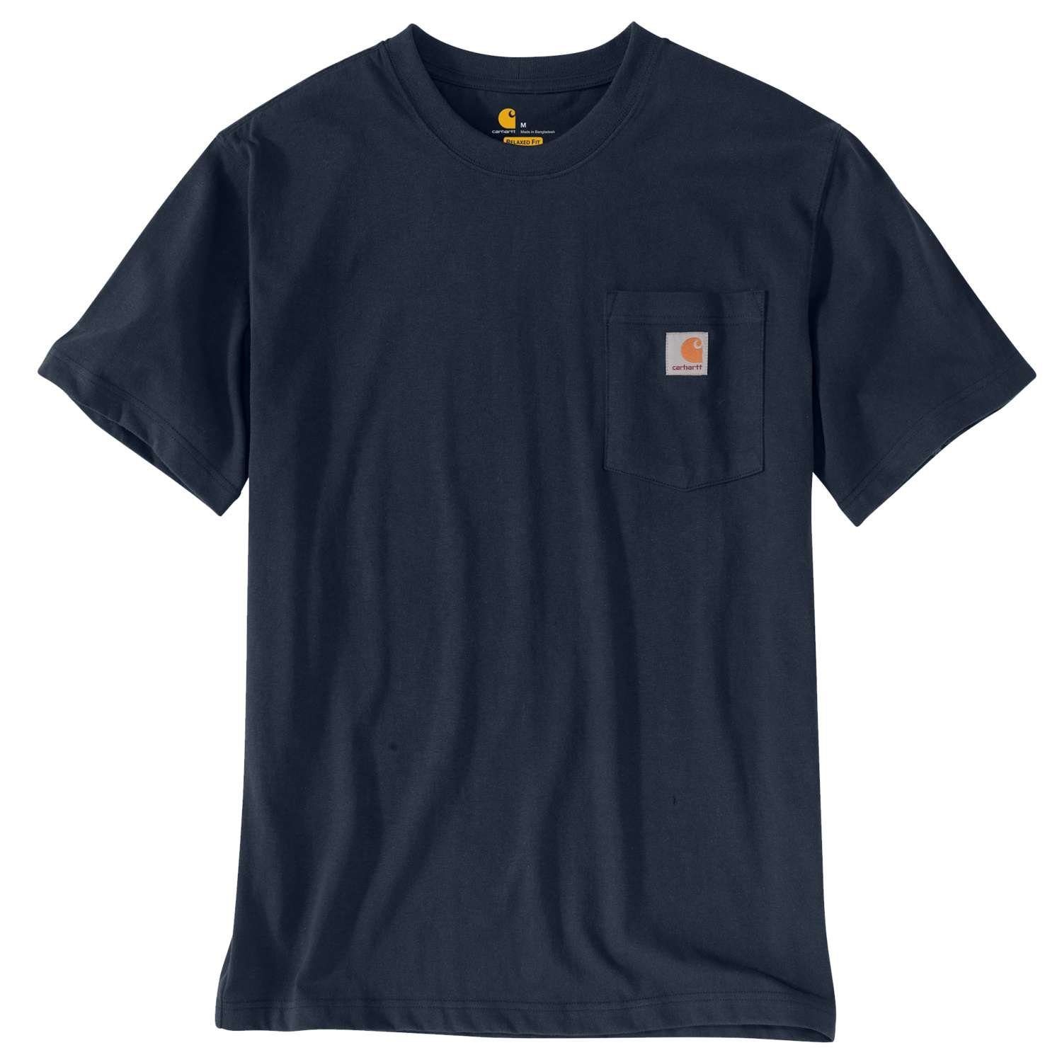 Carhartt Rundhalsshirt Carhartt K87 POCKET S/S T-SHIRT 103296 (1-tlg) Brusttasche mit Logo navy