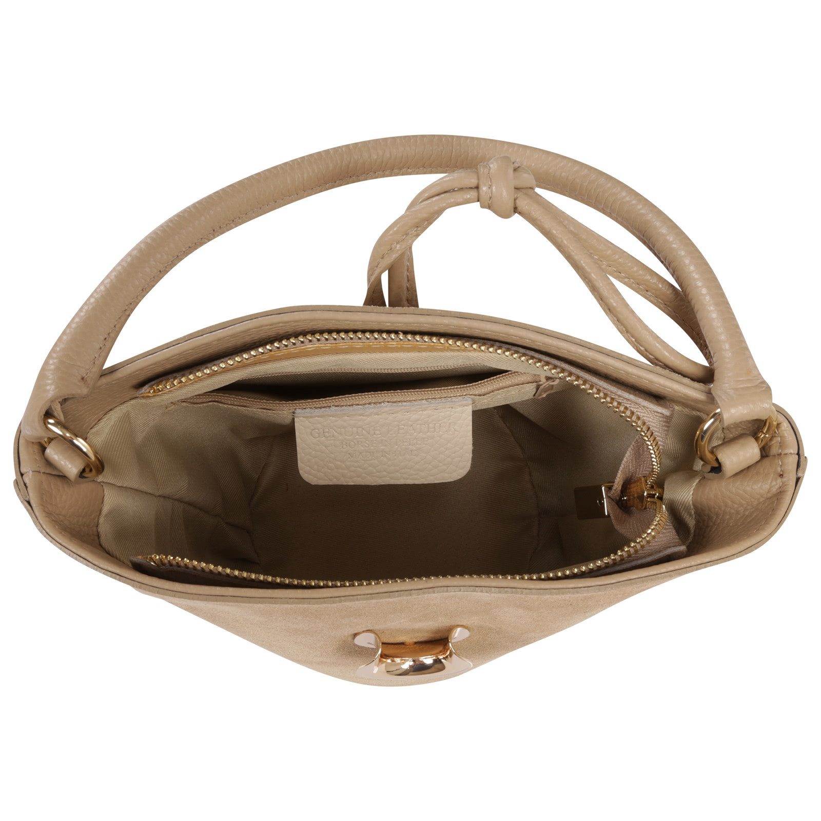 Toscanto Handtasche Toscanto Tasche taupe, beige Handtasche (Handtasche), Damen Handtasche Leder, taupe, beige ca. 23cm x ca. 18cm