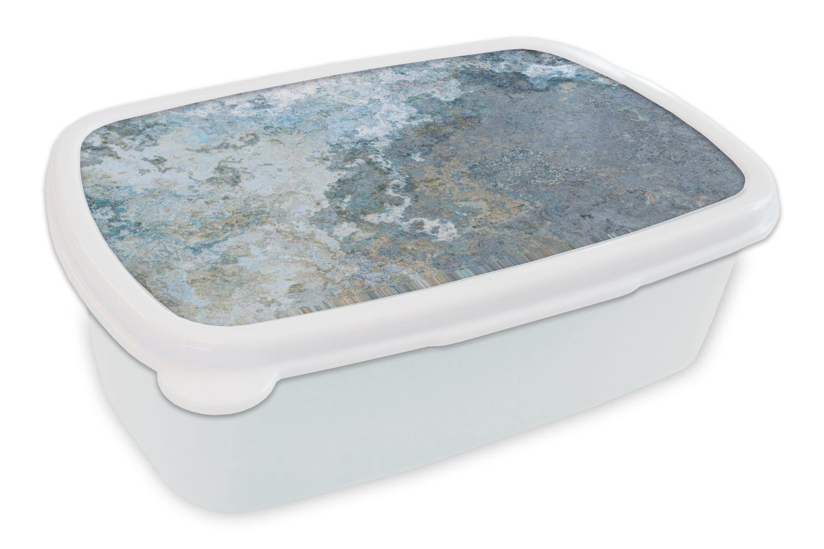 MuchoWow Lunchbox Stein - Rost - Vintage, Kunststoff, (2-tlg), Brotbox für Kinder und Erwachsene, Brotdose, für Jungs und Mädchen weiß